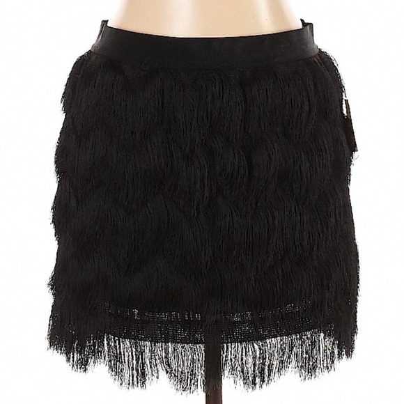 NWT Leith Black Fringe Flapper Mini Skirt LARGE - Picture 4 of 9